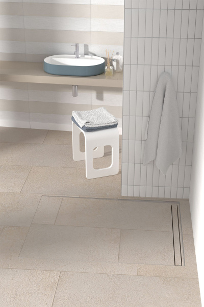 Дренажный канал 70 см, решетка под плитку, гидрозатвор, ABS, горизонтальный выход OMP Tea Renova Unseen 5953.905.8 