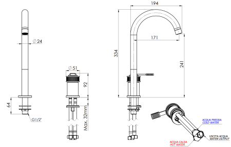 Смеситель для раковины Remer Atelier AL57L