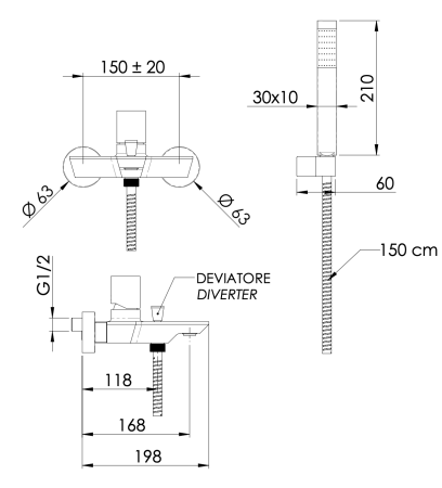 Смеситель для ванны Remer Edge EG502