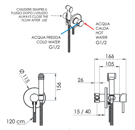Гигиенический душ со смесителем Remer X Style X65W