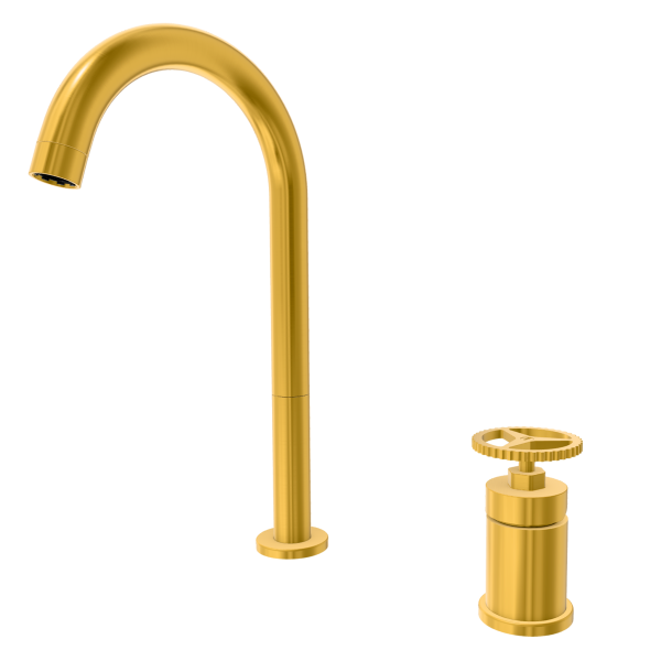 Смеситель для раковины Remer Chrono CH57LBG, золото брашированное