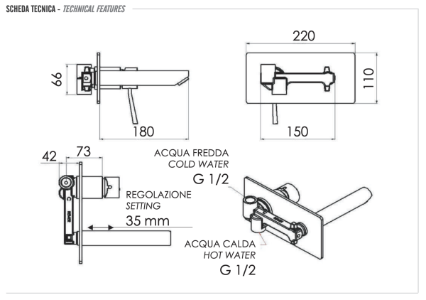 Смеситель для раковины Remer Minimal N15