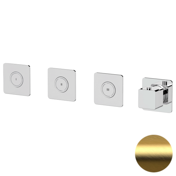 Смеситель термостатический для душа Remer Absolute AU99D3PKBBG, золото брашированное