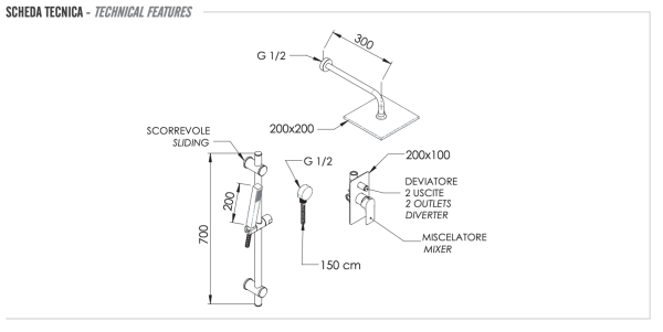 Душевая система Remer Infinity I09S07ODO, золото глянцевое