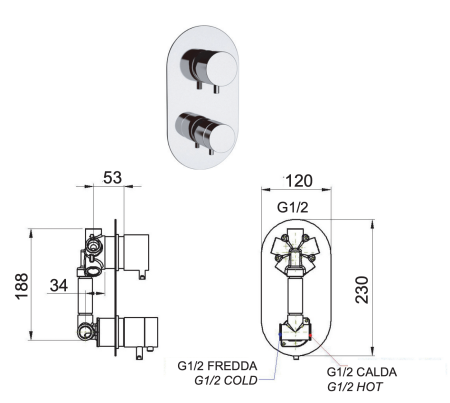 Смеситель термостатический для душа Remer Elegance NT94