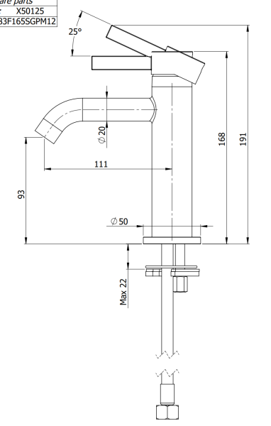Смеситель для раковины Remer Metrica MC12GP, золото глянцевое PVD