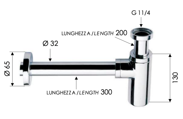 Сифон 1”1/4 Remer 958LNO, черный матовый