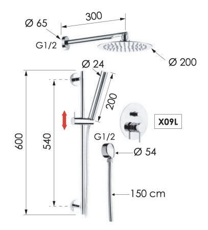 Душевая система Remer X Style X09S01