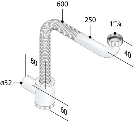 Cифон мебельный 1"1/4 OMP Tea 1950.600.5