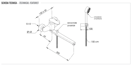 Смеситель для ванны Remer Class Line L49