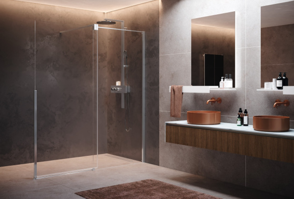 Дверь в нишу сдвижная 120 см (117-119x200) Novellini H Style HSTYLE120D-1B, правая, профиль Silver, стекло прозрачное CrystalClear