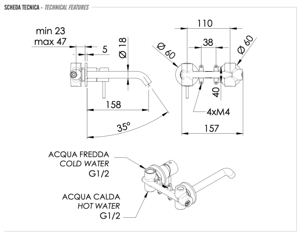 Смеситель для раковины Remer X Style X15PNO, чёрный матовый