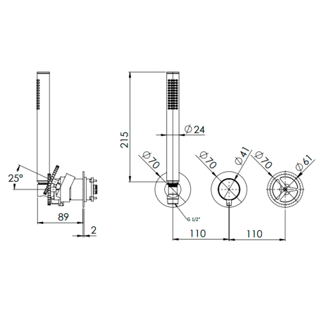 Смеситель для душа Remer Chrono CH97D2PWBCFP, черный брашированный хром