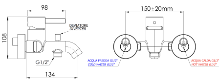 Смеситель для ванны Remer Metrica MC05BG, золото брашированное