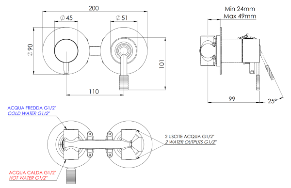 Смеситель для душа Remer Atelier AL92ZPNO, черный матовый