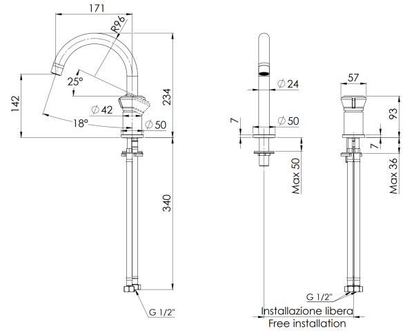 Смеситель для раковины Remer Element ET57NO, черный матовый