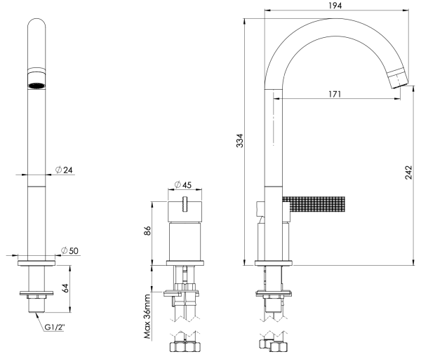 Смеситель для раковины Daniel Club ANC655L15, черный матовый