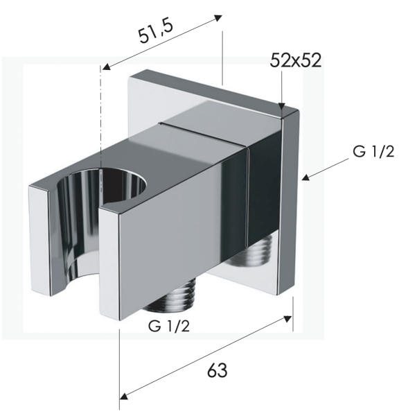 Держатель ручного душа с подключением шланга Remer 337QBO, белый матовый