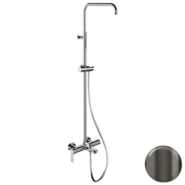 Душевая система с изливом Remer Energy EY34ASSDGM, оружейная сталь PVD