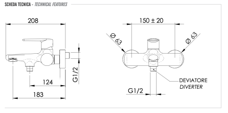 Смеситель для ванны Remer Vanity V05