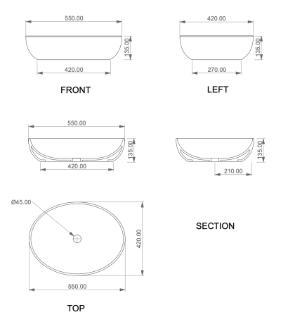 Раковина накладная 55x42 см GSG Ceramic Design Easy EALAVOV55026, оливковый