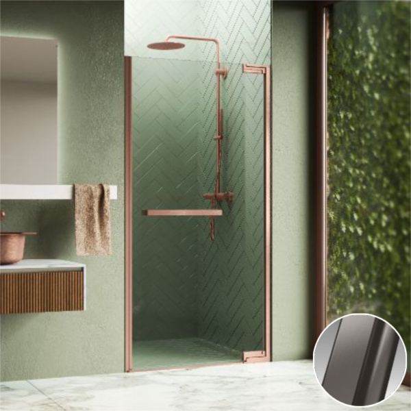 Дверь в нишу распашная 80 см (78,5-80x200) Novellini N180 N1801B80-1N, профиль Brushed black chrome, стекло прозрачное CrystalClear