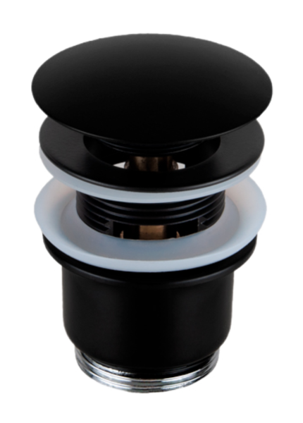 Донный клапан с переливом 1”1/4 Remer 905CC2114NO, черный матовый