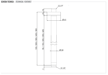 Кронштейн потолочный для верхнего душа 40 см Remer 347N40