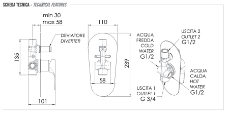Смеситель для душа Remer Class Line L09L