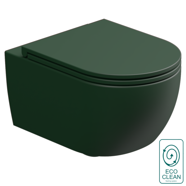 Чаша подвесного унитаза со смывом Eco Clean (торнадо) GSG Ceramic Design Like LKWCSOEC036, Smeraldo Matt