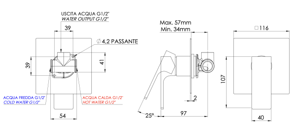 Смеситель для душа Mariani Rebel B37179RE, белый матовый