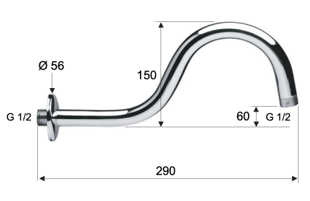 Кронштейн для верхнего душа 29 см Remer 342S