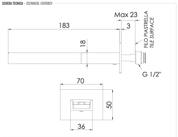 Излив настенный 18 см Remer 91QC