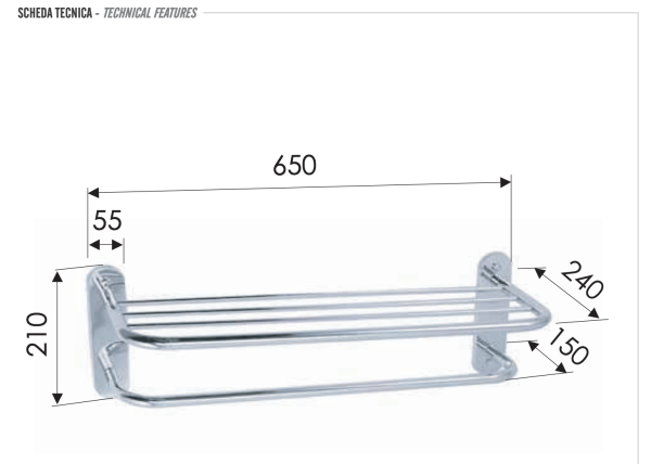 Полотенцедержатель с полкой Remer RB470CR