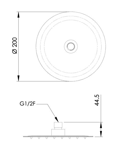 Верхний душ с шарнирным соединением 20 см Mariani Tondo B14ST00120, черный матовый
