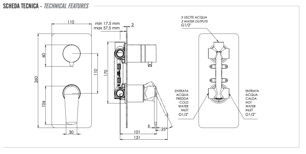 Смеситель для душа Remer Vanity V93