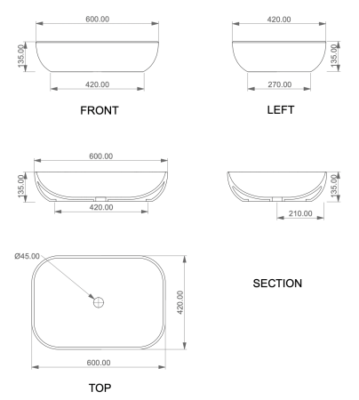 Раковина накладная 60x42 см GSG Ceramic Design Easy EALAVRE60019, дымчатый