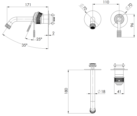 Смеситель для раковины Remer Atelier AL15PWBDO, золото глянцевое