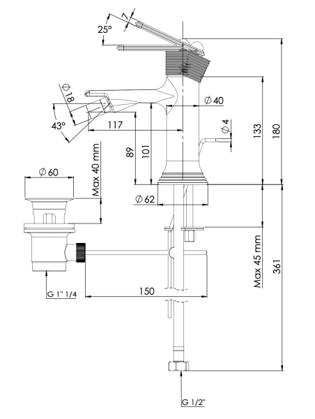 Смеситель для биде Daniel Brooklyn BY60415, чёрный матовый
