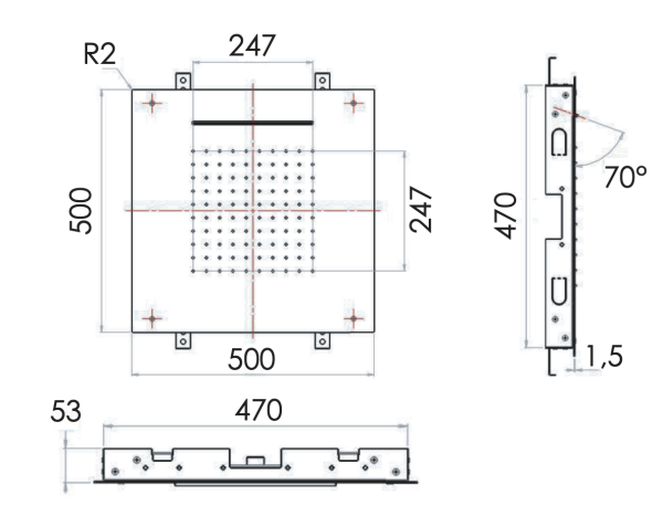 Верхний душ потолочный 50 см Remer INOX SS357SFS50C