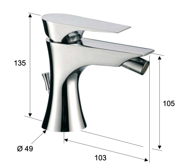 Смеситель для биде Daniel Diva DV60415, чёрный матовый