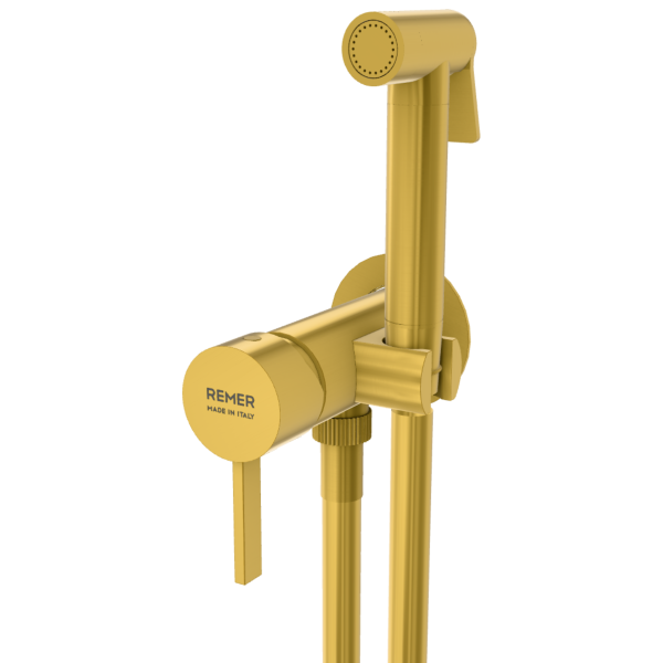 Гигиенический душ со смесителем Remer Metrica MC65OEWBBG, золото брашированное
