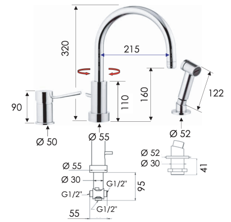 Смеситель для кухни Remer Minimal N48332EU