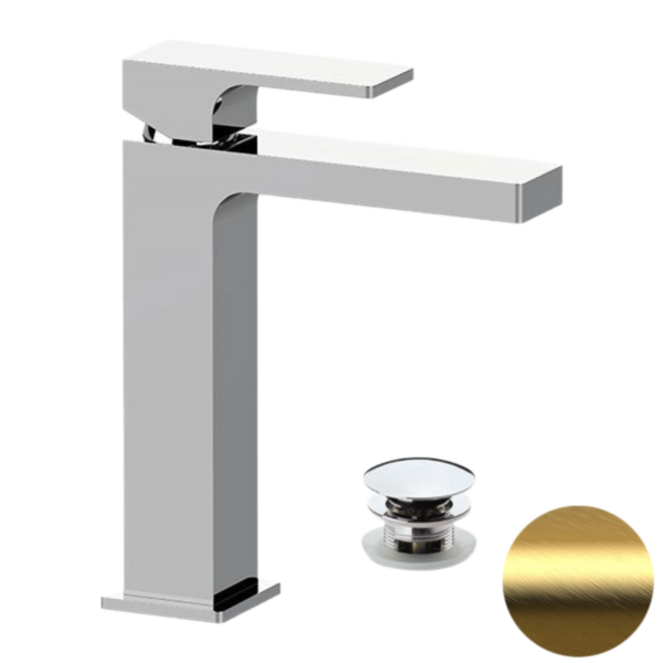 Смеситель для раковины Remer Absolute AU10ACCBG, золото брашированное