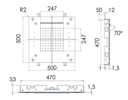 Верхний душ потолочный с подсветкой 50 см Remer INOX SS357RS50NC
