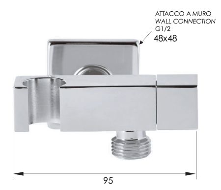 Держатель ручного душа с подключением шланга и запорным вентелем Remer 336S