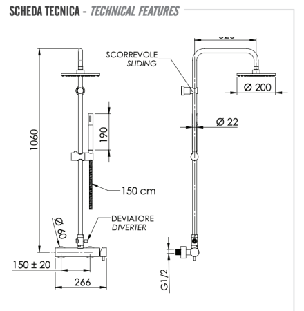 Душевая система Remer Minimal N37RX7MMM20NO, черный матовый