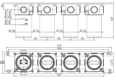 Скрытая часть на 3 выхода Remer WBOX98D3