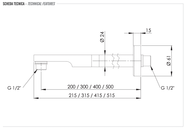 Кронштейн для верхнего душа 30 см Remer 348N30DO, золото глянцевое
