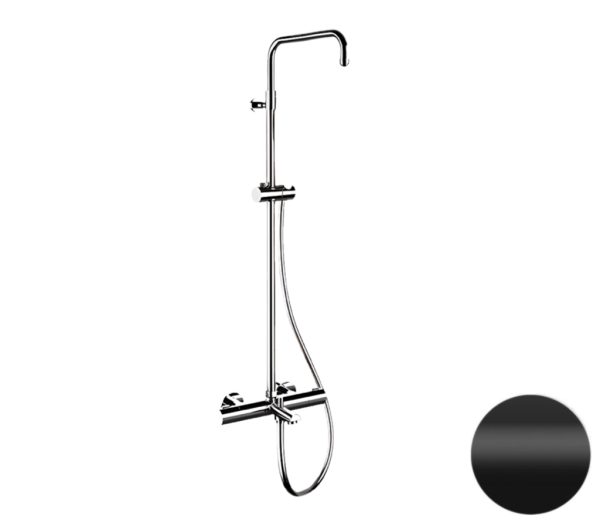 Душевая система термостатическая с изливом Remer Elegance EQ34ASSDNO, черный матовый